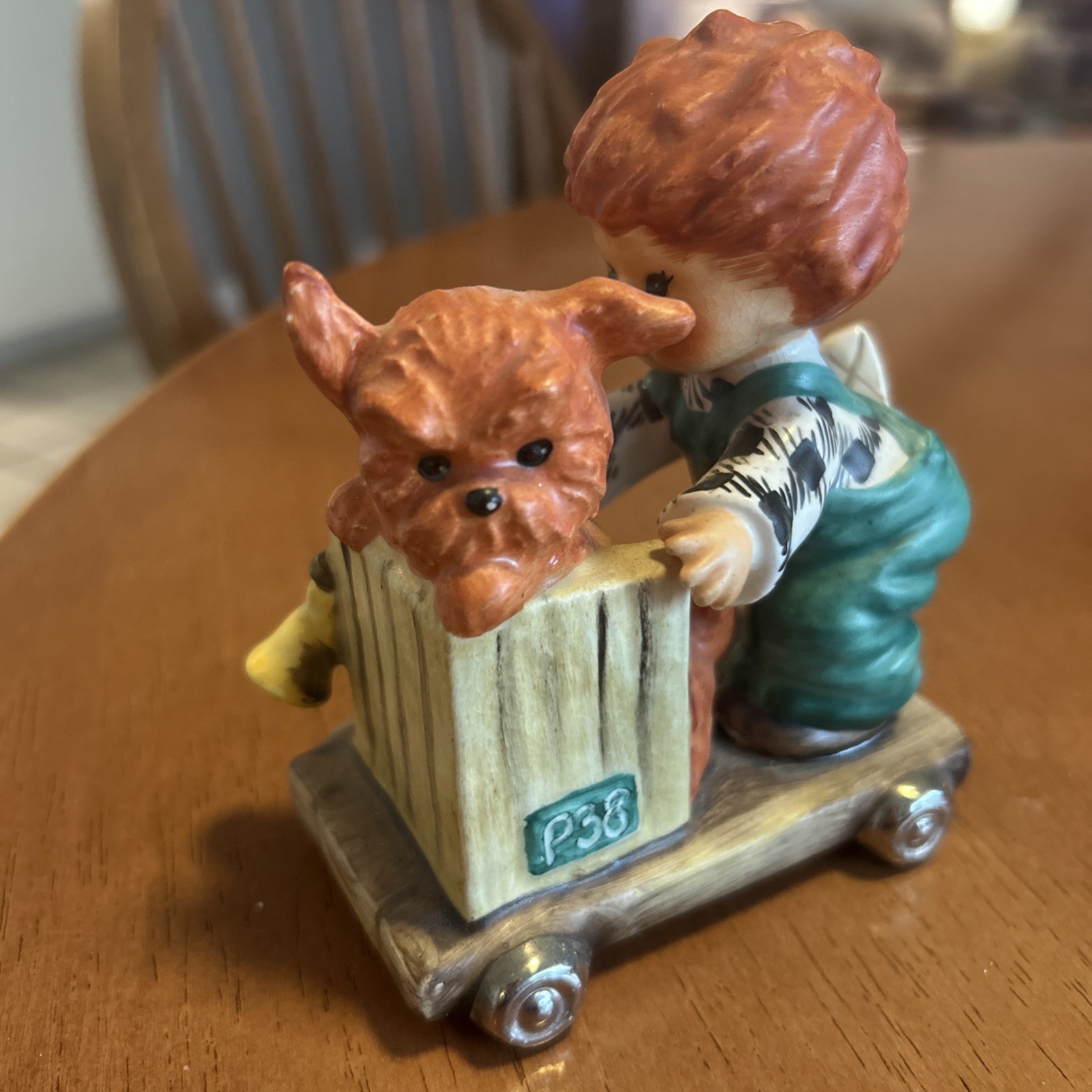 VTG W Germany Signed Goebel Red Head Boy w/ Dog on a Cart 1953 Byj 28 Gangway VTG W Germany Signed Goebel Red Head Boy w/ Dog on a Cart 1953 Byj 28 Gangway