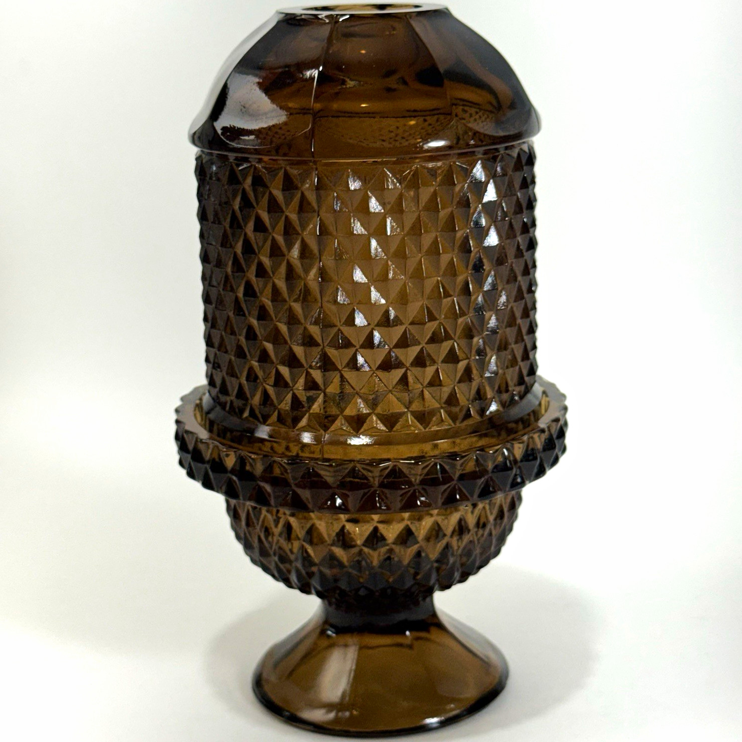 Rare Viking Glass Brown Glimmer Diamond Point Fairy Lamp Root Beer Rare Viking Glass Brown Glimmer Diamond Point Fairy Lamp Root Beer