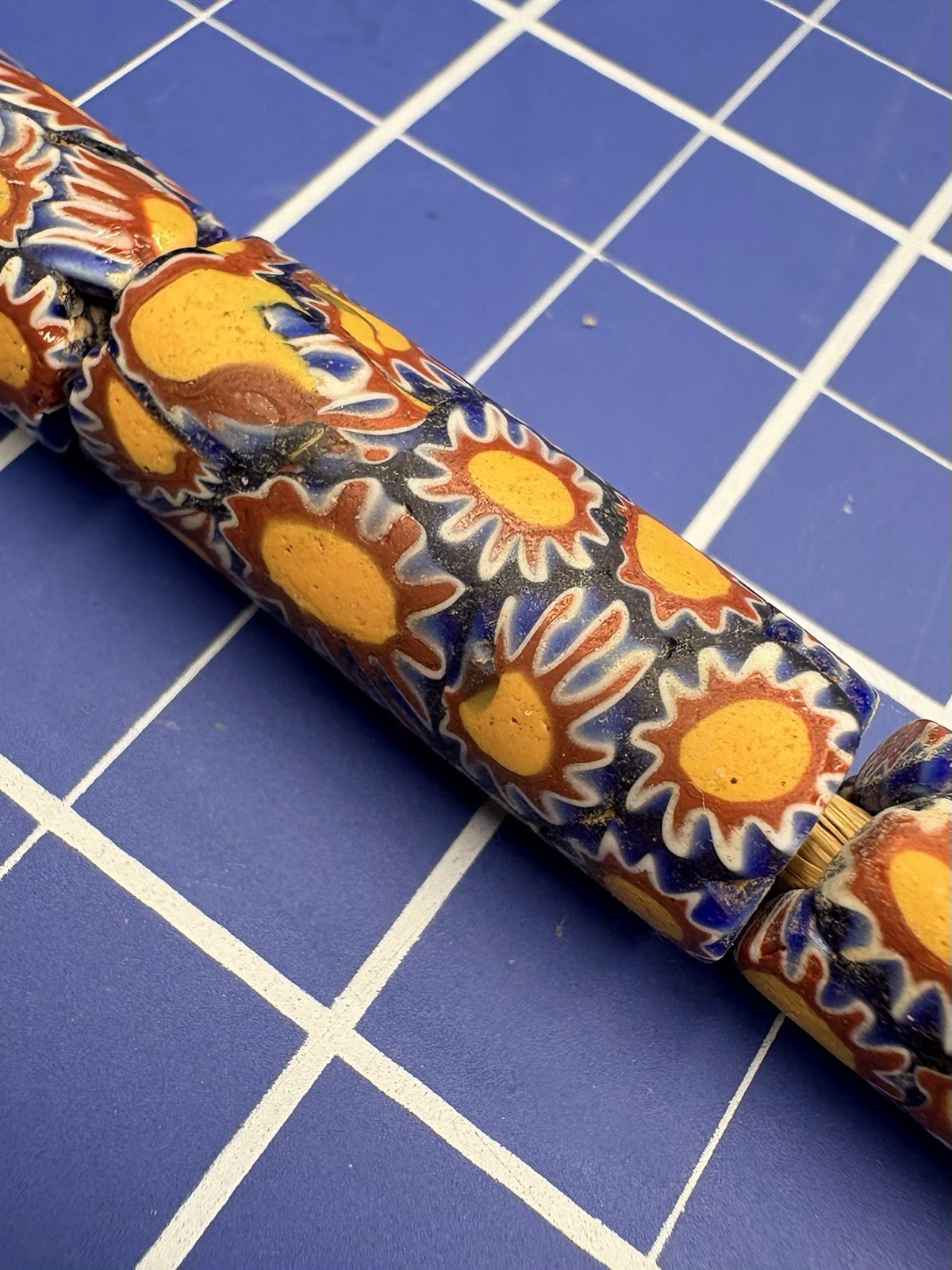 Antique Venetian Millefiori Long Tube African Trade Beads 30” Strand Antique Venetian Millefiori Long Tube African Trade Beads 30” Strand