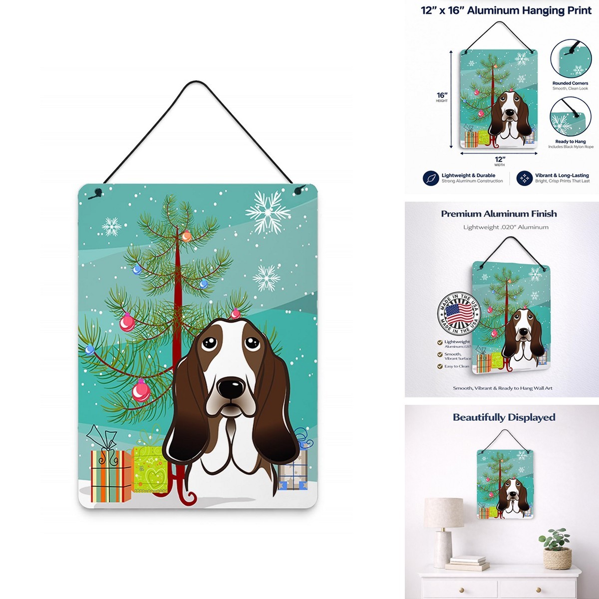 Caroline's Treasures BB1615DS1216 Christmas Tree And Basset Hound Wall Or Door Caroline's Treasures BB1615DS1216 Christmas Tree And Basset Hound Wall Or Door