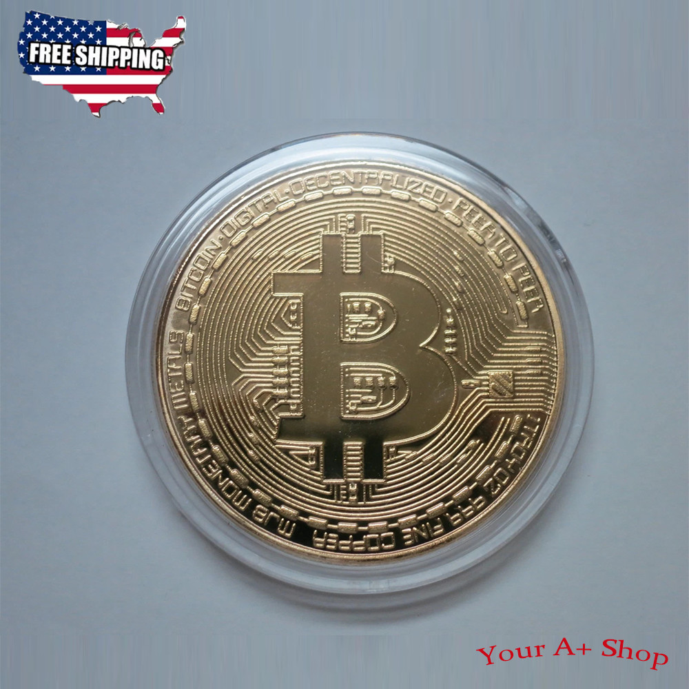 Bitcoin Gold Plated Physical Bitcoin BTC Cryptocurrency Collectible Coin in Case