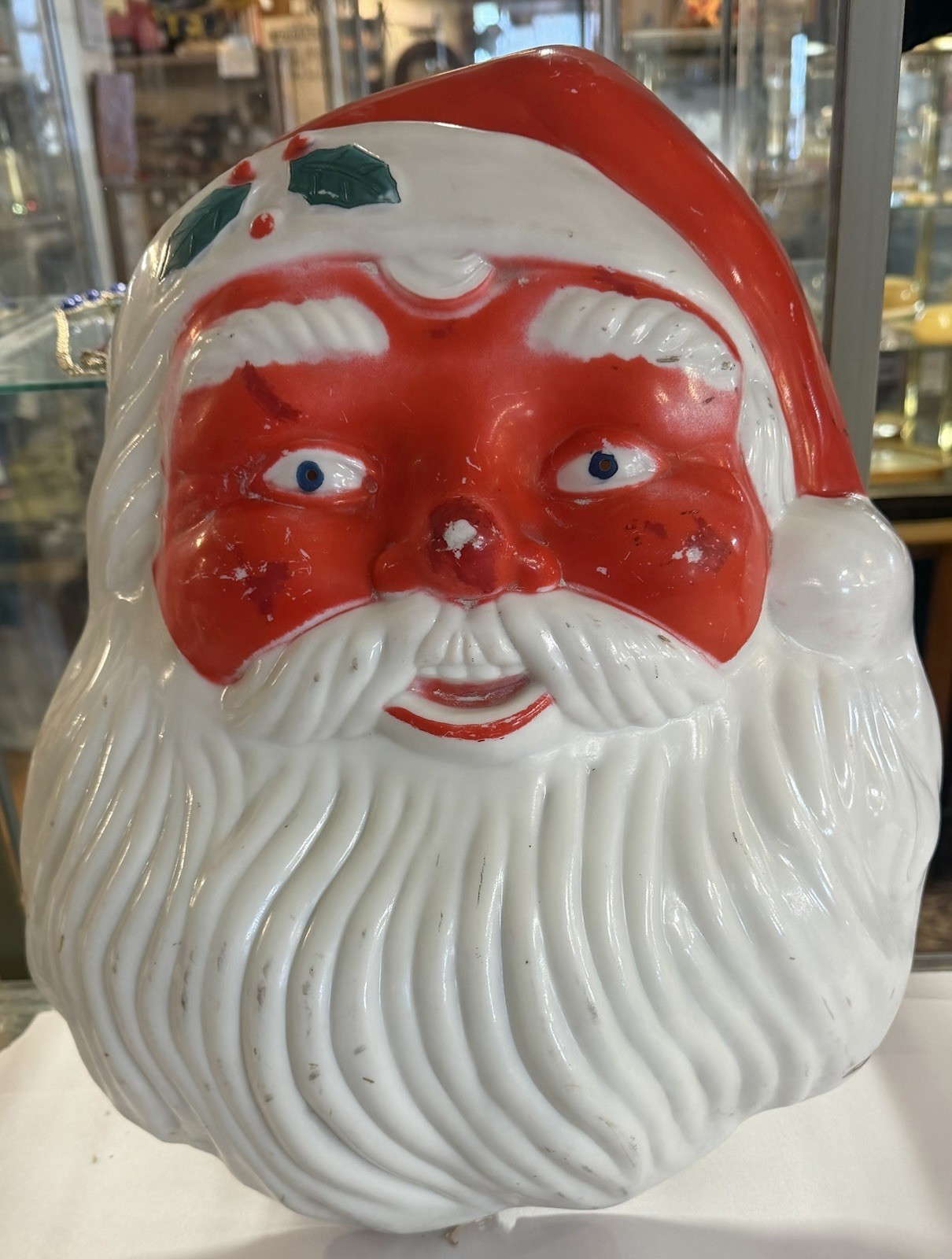 Vintage Christmas Santa Claus Face Blow Mold Light Wall Decor Blue Eyes 60s Vintage Christmas Santa Claus Face Blow Mold Light Wall Decor Blue Eyes 60s