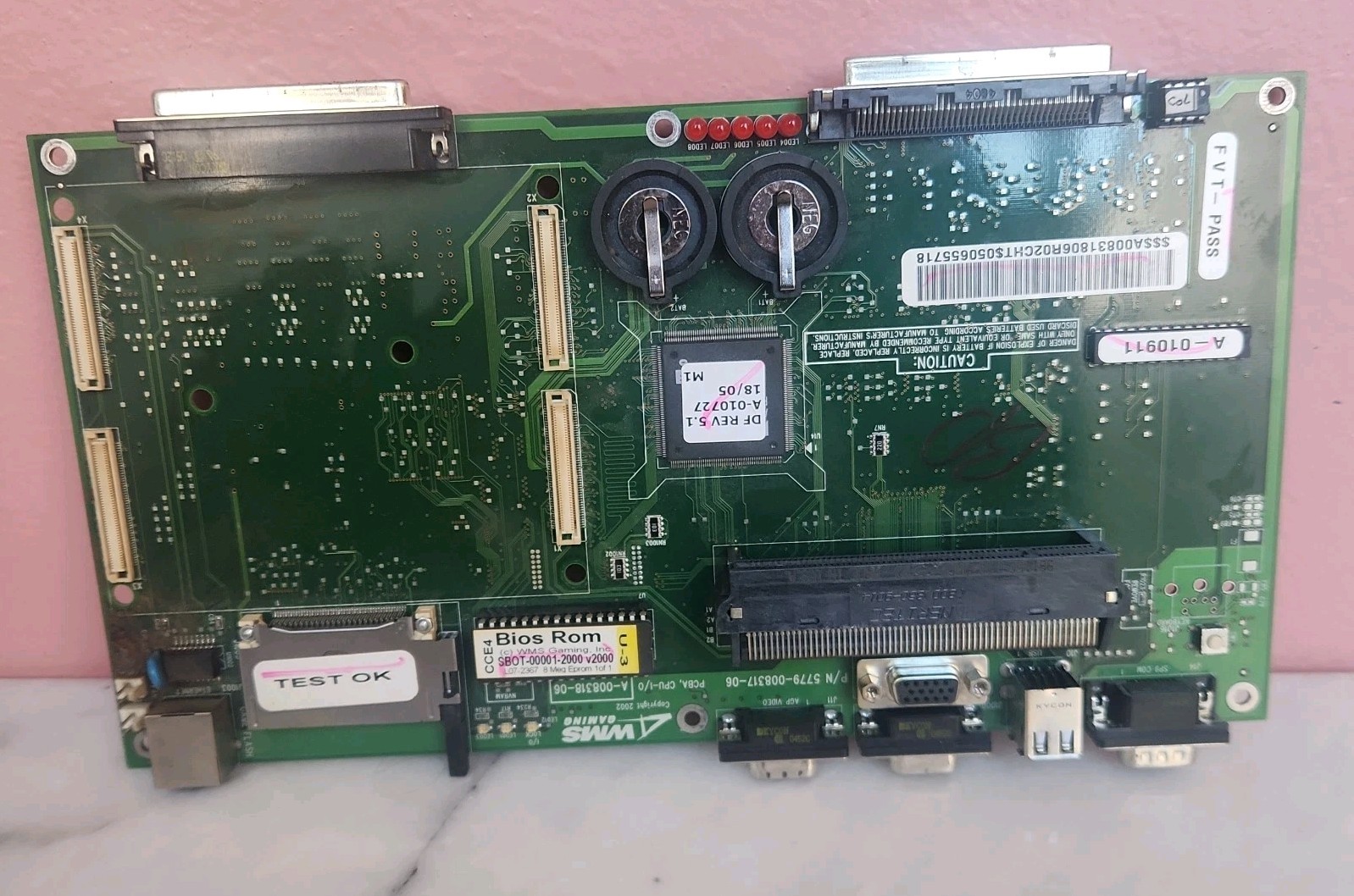 WMS Gaming CPU I/O Board A-008318-06 P/N 5779-008317-06 Slot Machine PCB