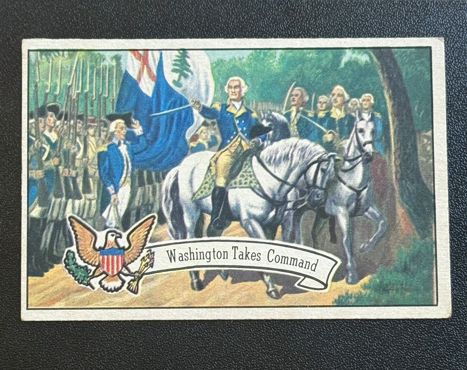 1956 Topps U.S. Presidents #1 Washington Takes Command VG/EX 1956 Topps U.S. Presidents #1 Washington Takes Command VG/EX