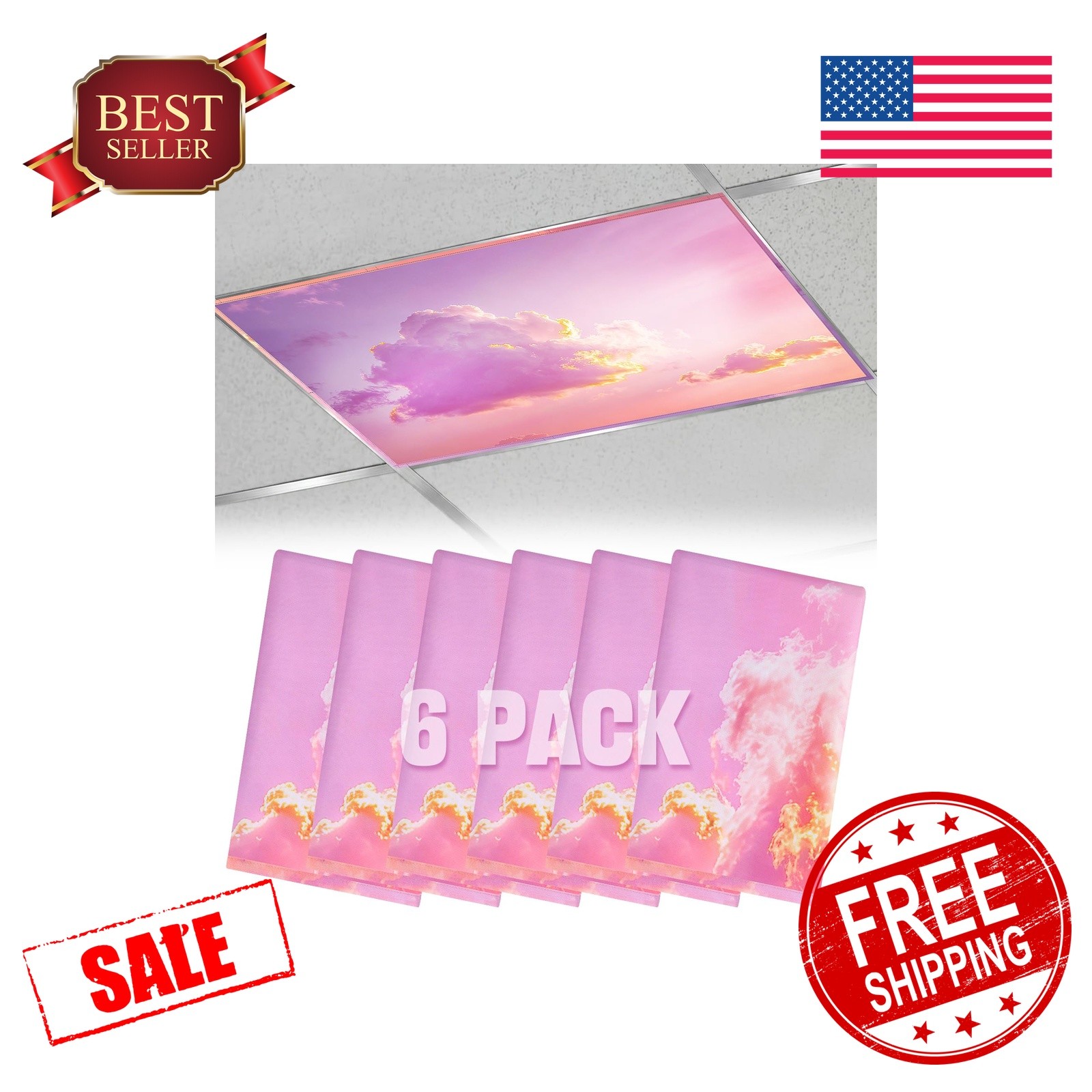 Biubee 6pk Magnetic Light Covers Golden Afterglow 4x2 FT