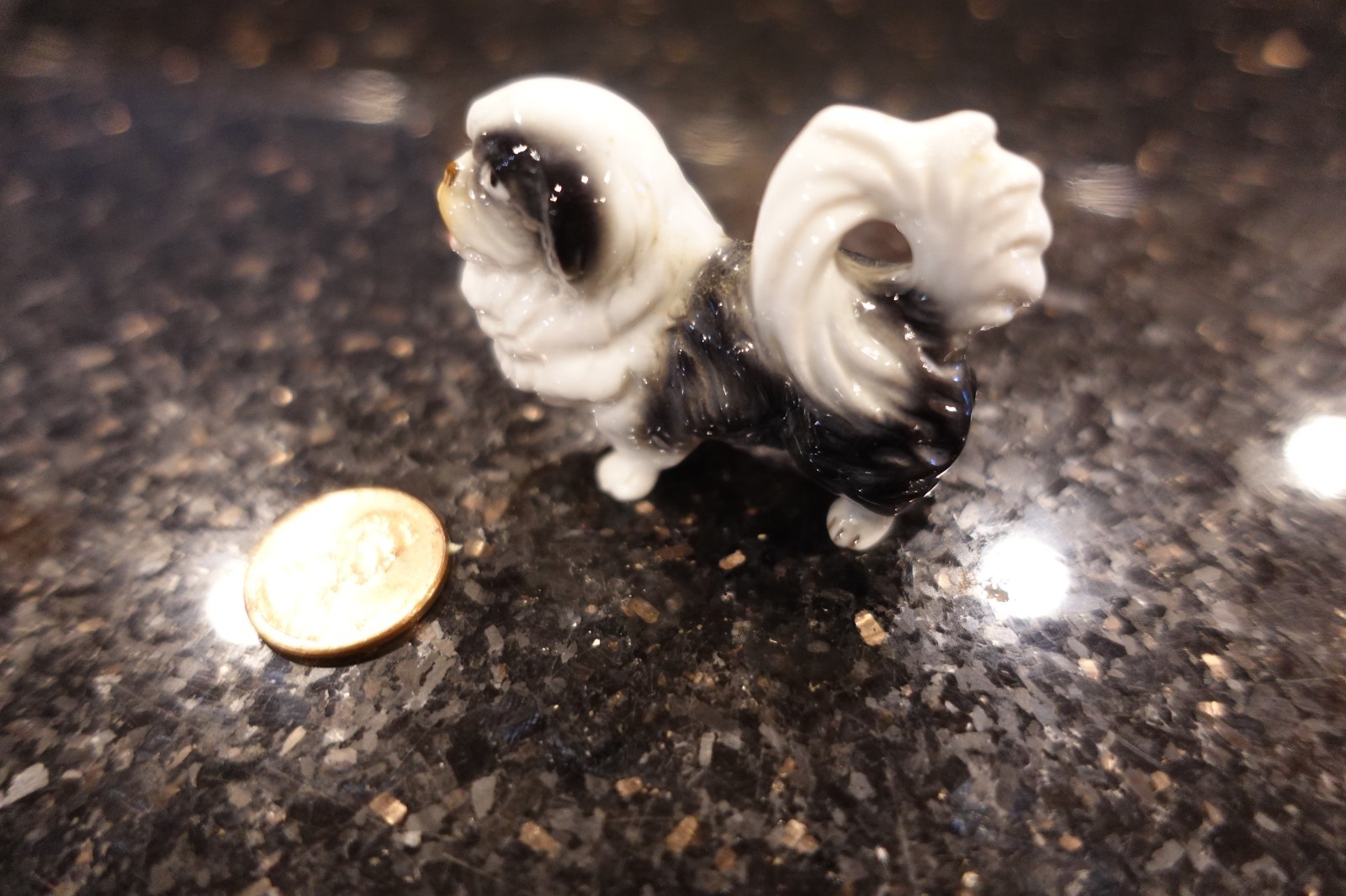 Vintage PORCELAIN Pekingese DOG  figurine  grandfather\'s ESTATE #20