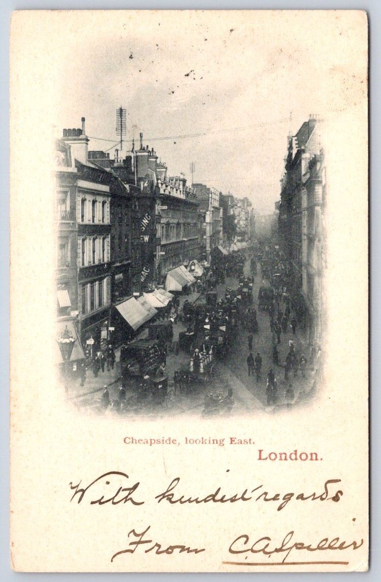 Antique United Kingdom Postcard LONDON Cheapside Street View 1904 Antique United Kingdom Postcard LONDON Cheapside Street View 1904