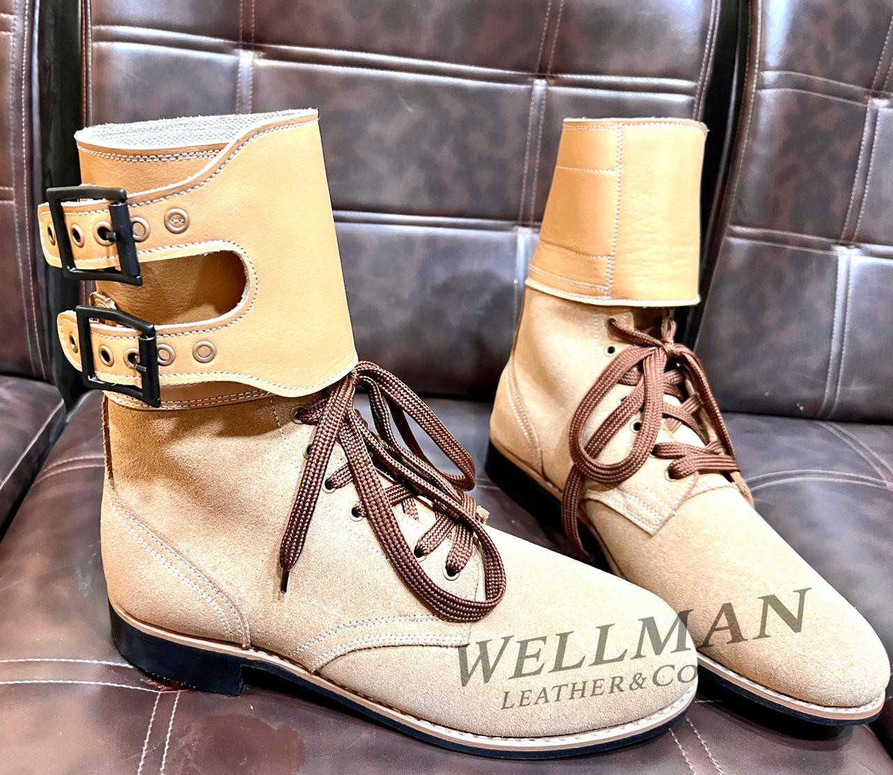 WWII US Army M1943 Leather Double Buckle Combat Boots Military Shoes All Sizes