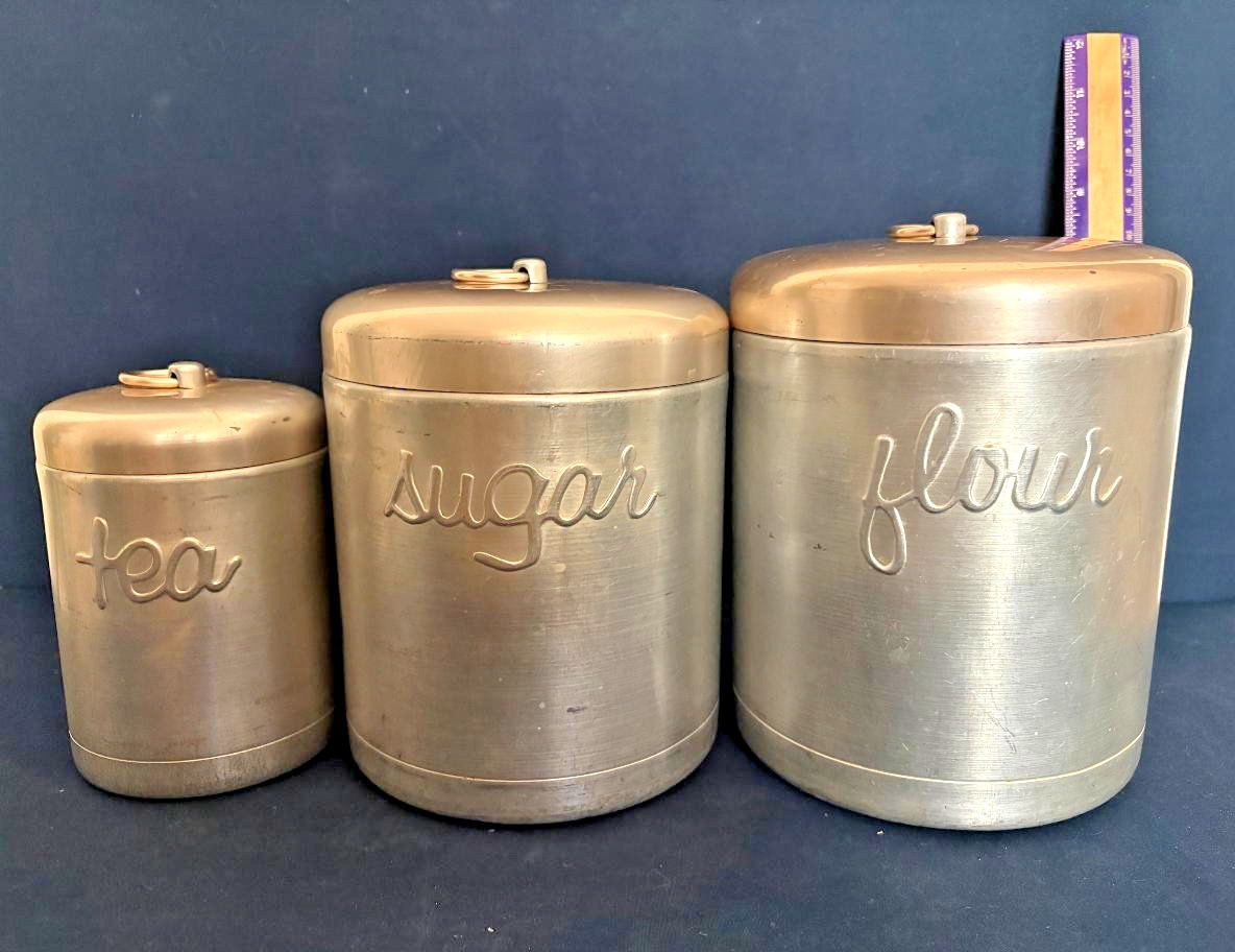 Vintage A. Heller Aluminum/Copper Hostess Ware Stacking Canisters Made In Italy Vintage A. Heller Aluminum/Copper Hostess Ware Stacking Canisters Made In Italy