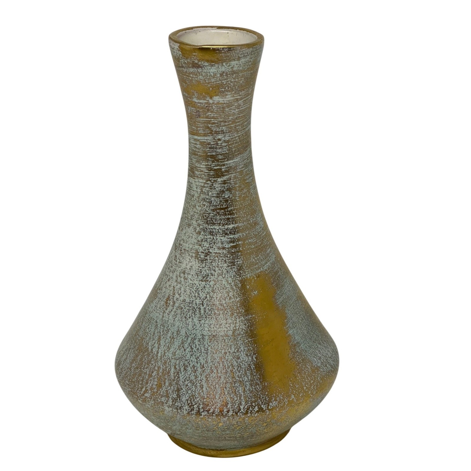 VTG Stangl Pottery Vase Gold Aqua Blue Spatter Glaze Mid Century Modern 4080 VTG Stangl Pottery Vase Gold Aqua Blue Spatter Glaze Mid Century Modern 4080