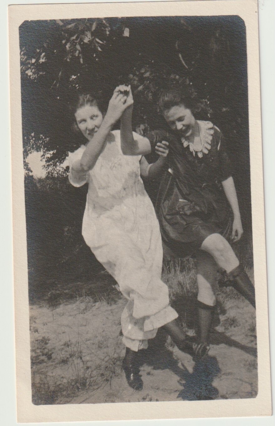 VINTAGE SNAPSHOT: PLAYFUL, AFFECTIONATE YOUNG WOMEN, DANCING