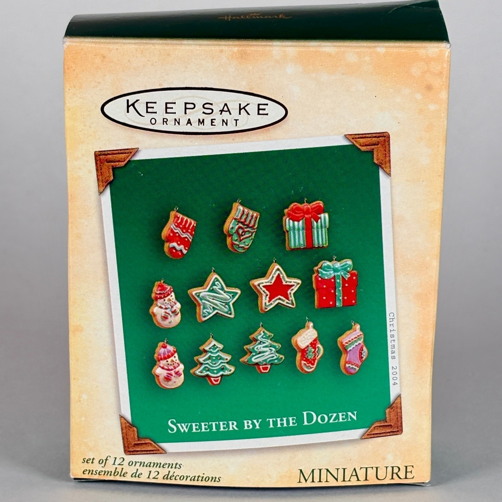 2004 Hallmark Keepsake Sweeter By The Dozen Set of 12 Mini Cookie Ornaments Box