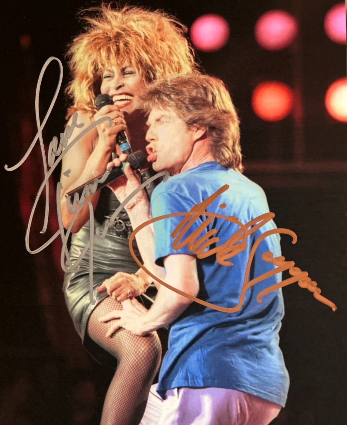 TINA TURNER & Mick Jagger Signed 8x10