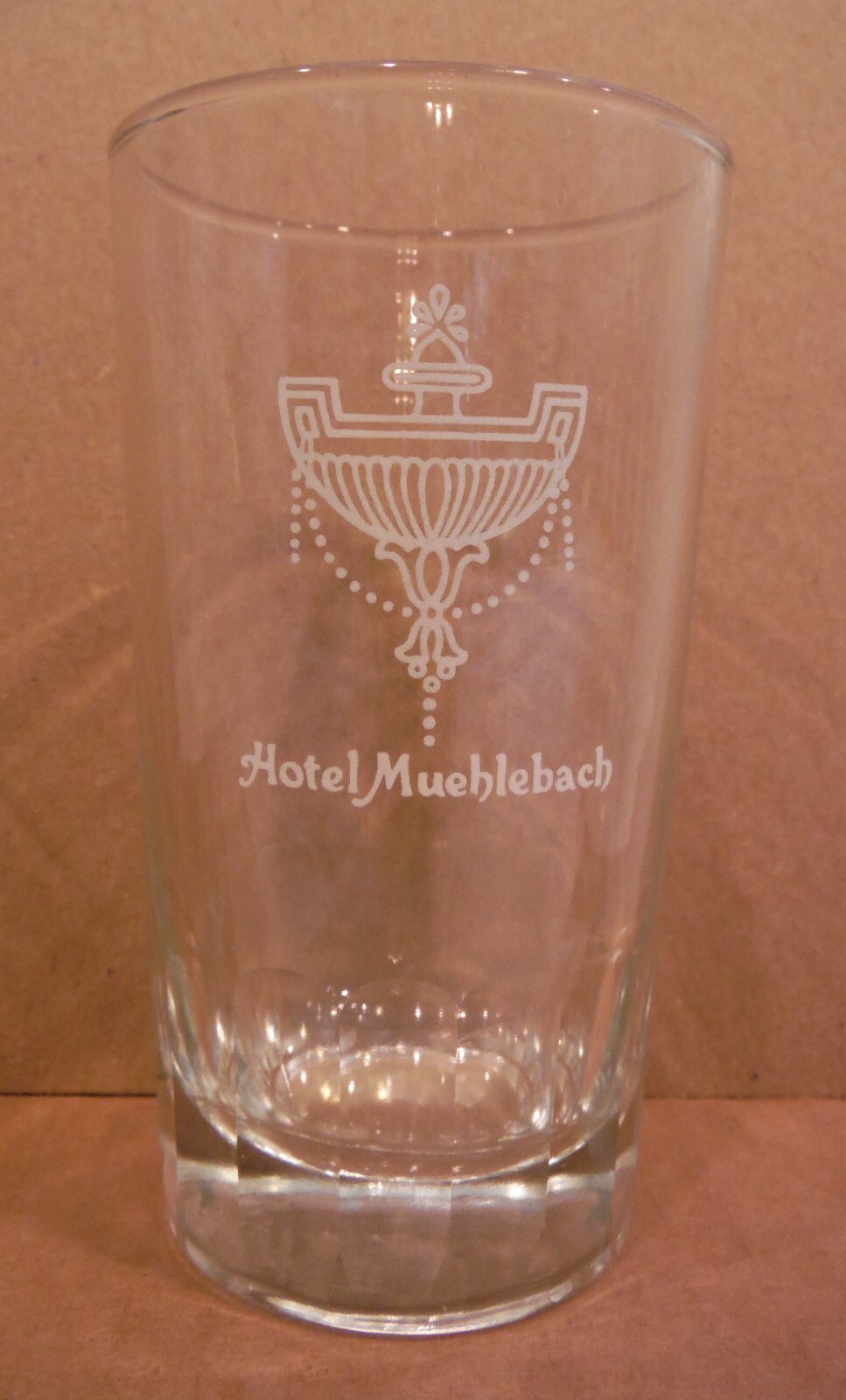 ANTIQUE/VINTAGE HOTEL MUEHLEBACH GLASS EMBASSY PATTERN ADVERTISING ORIGINAL
