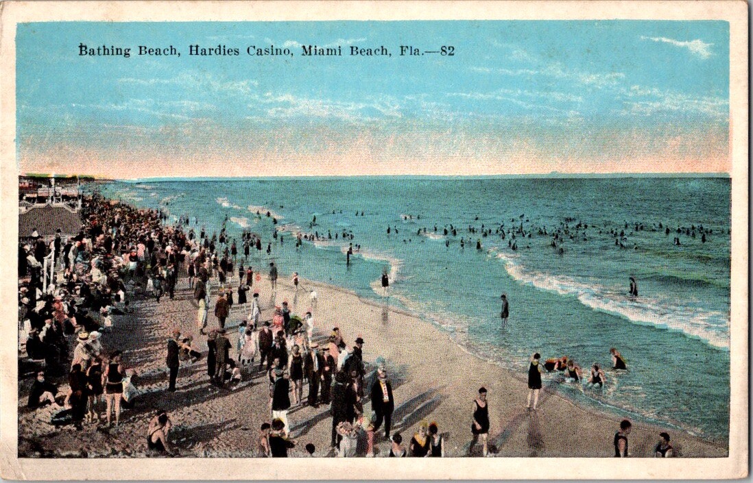 Miami Beach Florida Bathing Hardie's Casino Vintage 1920s Postcard