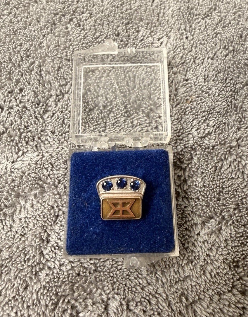 Vintage 10kt Gold Employee Service Award Pin With Blue Sapphires 2.5g