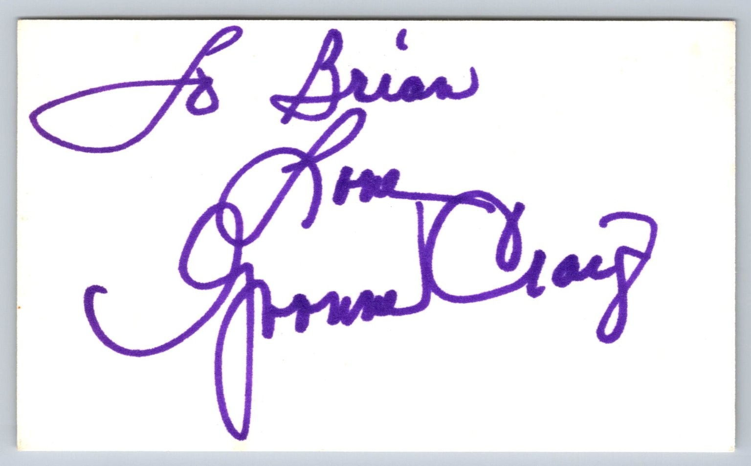 Yvonne Craig Autograph Batgirl Batman TV Series Signed To Brian Yvonne Craig Autograph Batgirl Batman TV Series Signed To Brian