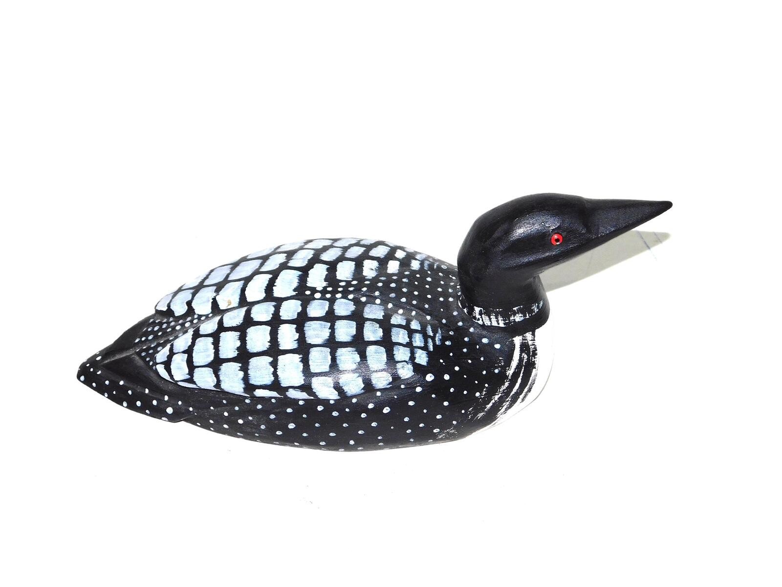 Vtg Wood Loon Duck Decoy Hand Painted Signed Ruth Rogers Carved Carving