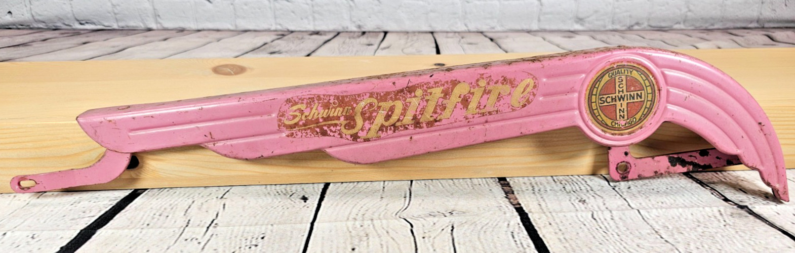 VTG 1950 Schwinn Spitfire Bicycle Feather Chain Guard Green 23\
