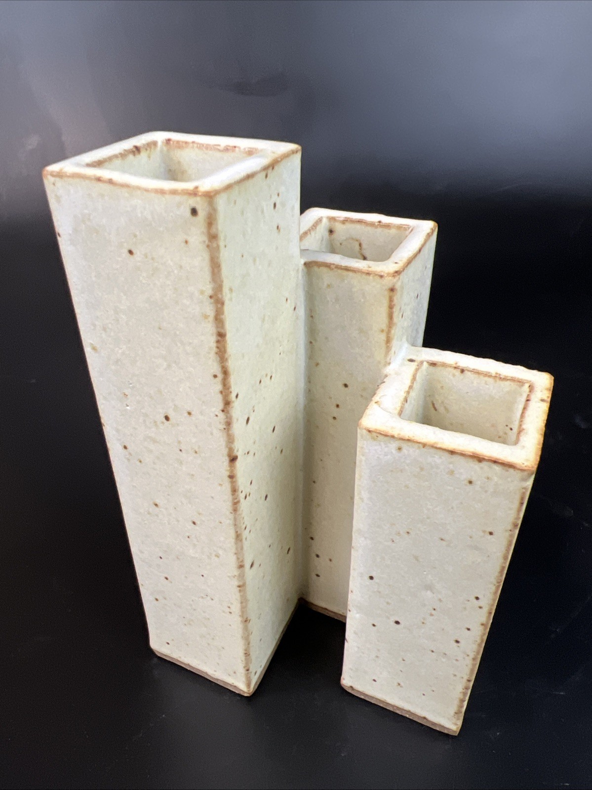 Evelyn LaMers Pottery Handmade Triple Vase ~ Vintage Evelyn LaMers Pottery Handmade Triple Vase ~ Vintage