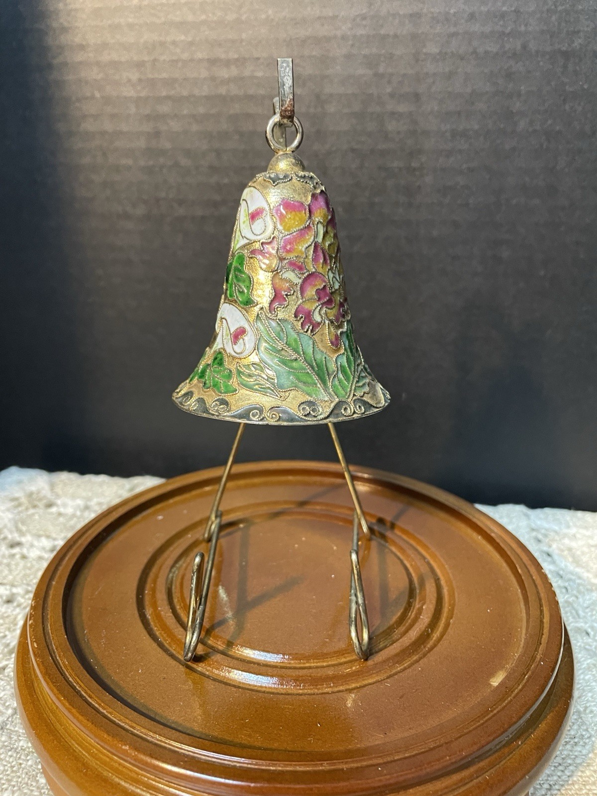 Georgous Vintage Gold Cloisonné Bell With Beautiful Floral Detail