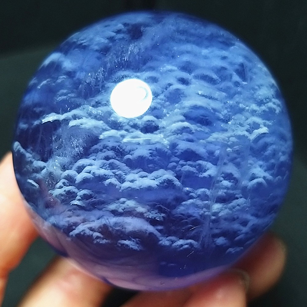 TOP 234.6g Natural Purple Cloud Layer Fluorite Crystal Sphere Ball Healing A5034