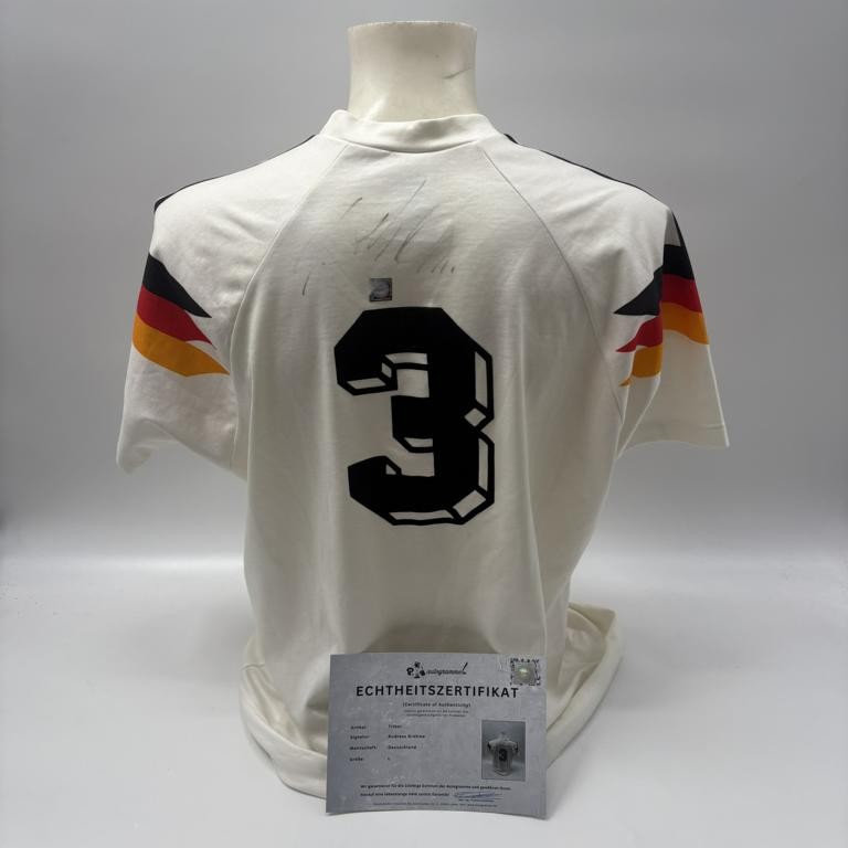 Germany Andreas Brehme Signed DFB Jersey Autographed Adidas COA New L White