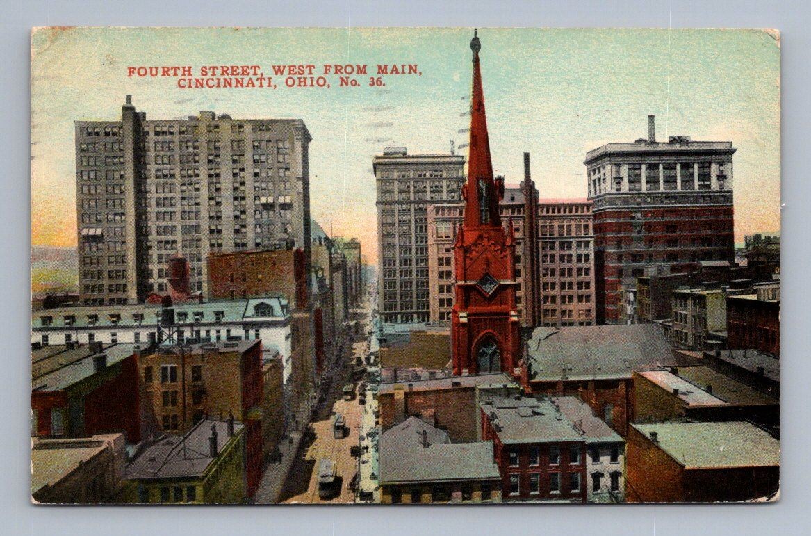 Antique Ohio Postcard CINCINNATI Fourth Street West Main 1912 Antique Ohio Postcard CINCINNATI Fourth Street West Main 1912