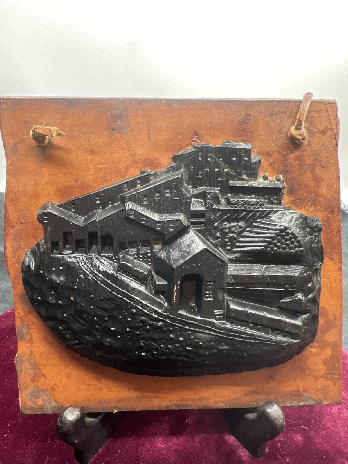 Vintage Anthracite Coal Breaker Carving Pennsylvania Coal Mining On Leather