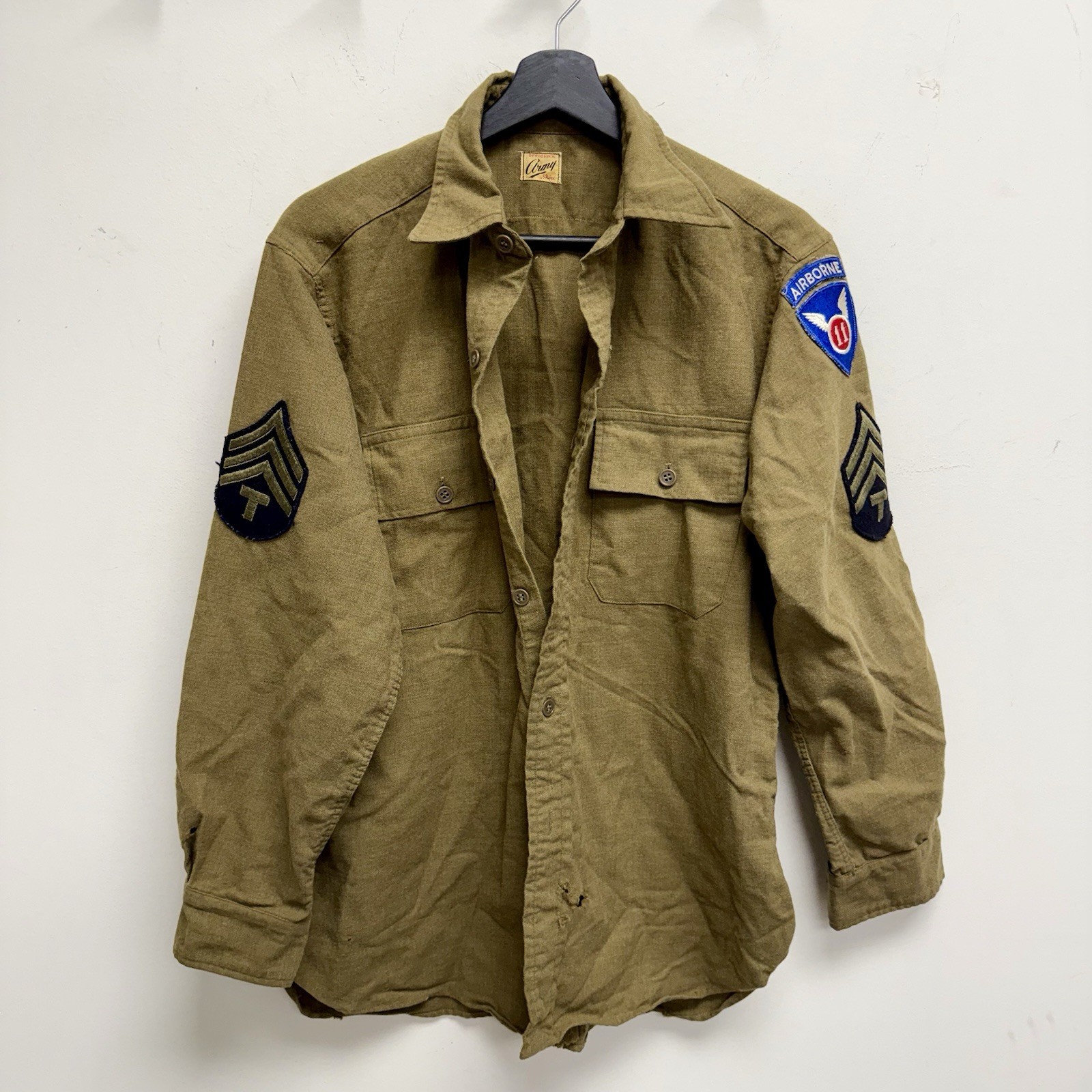 Original WWII US Army Flannel Shirt Patched 11th Airborne