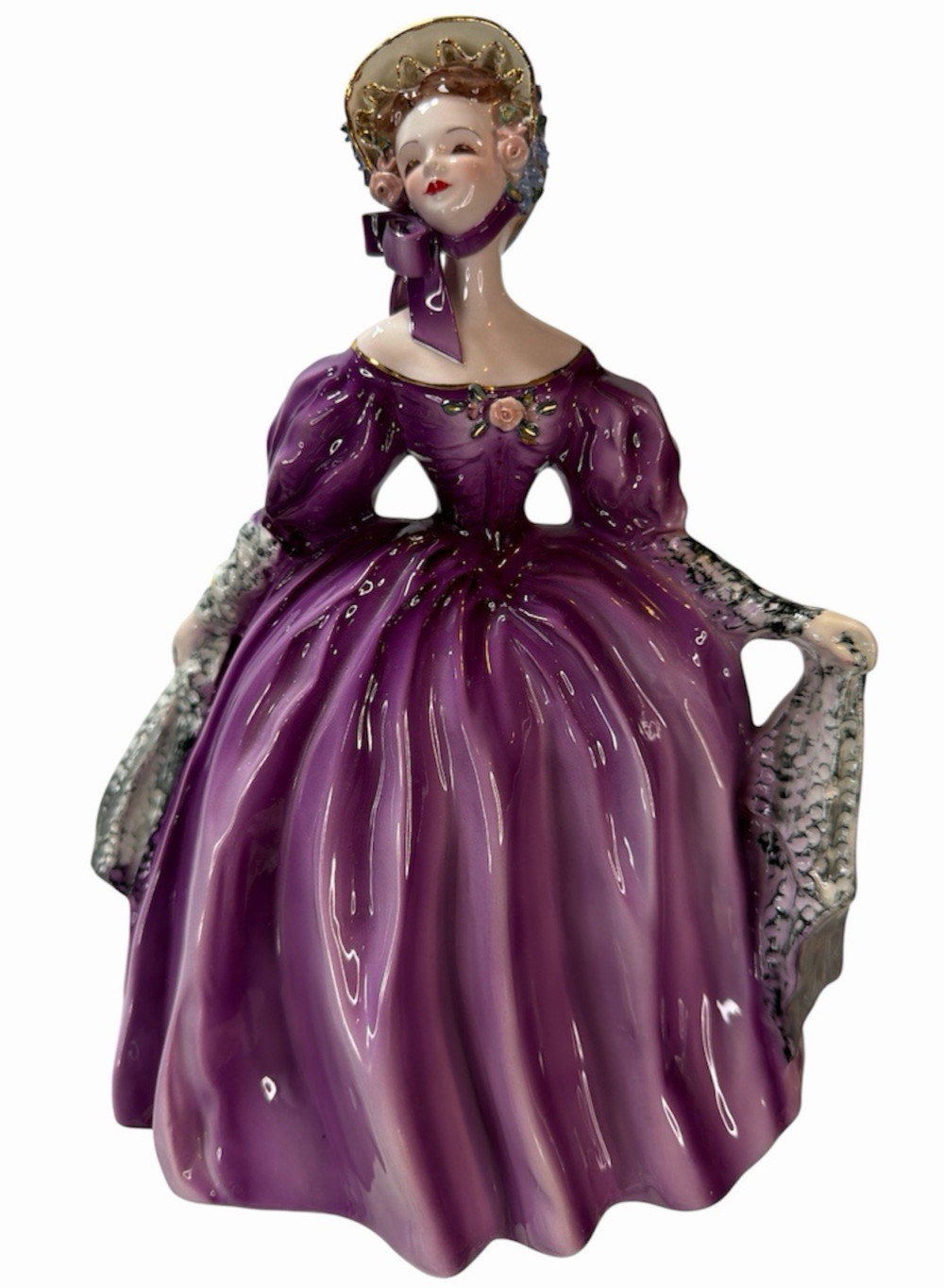 Florence Ceramics Madeline In Purple Dress 1950s 9.5” Tall - Excellent - Rare