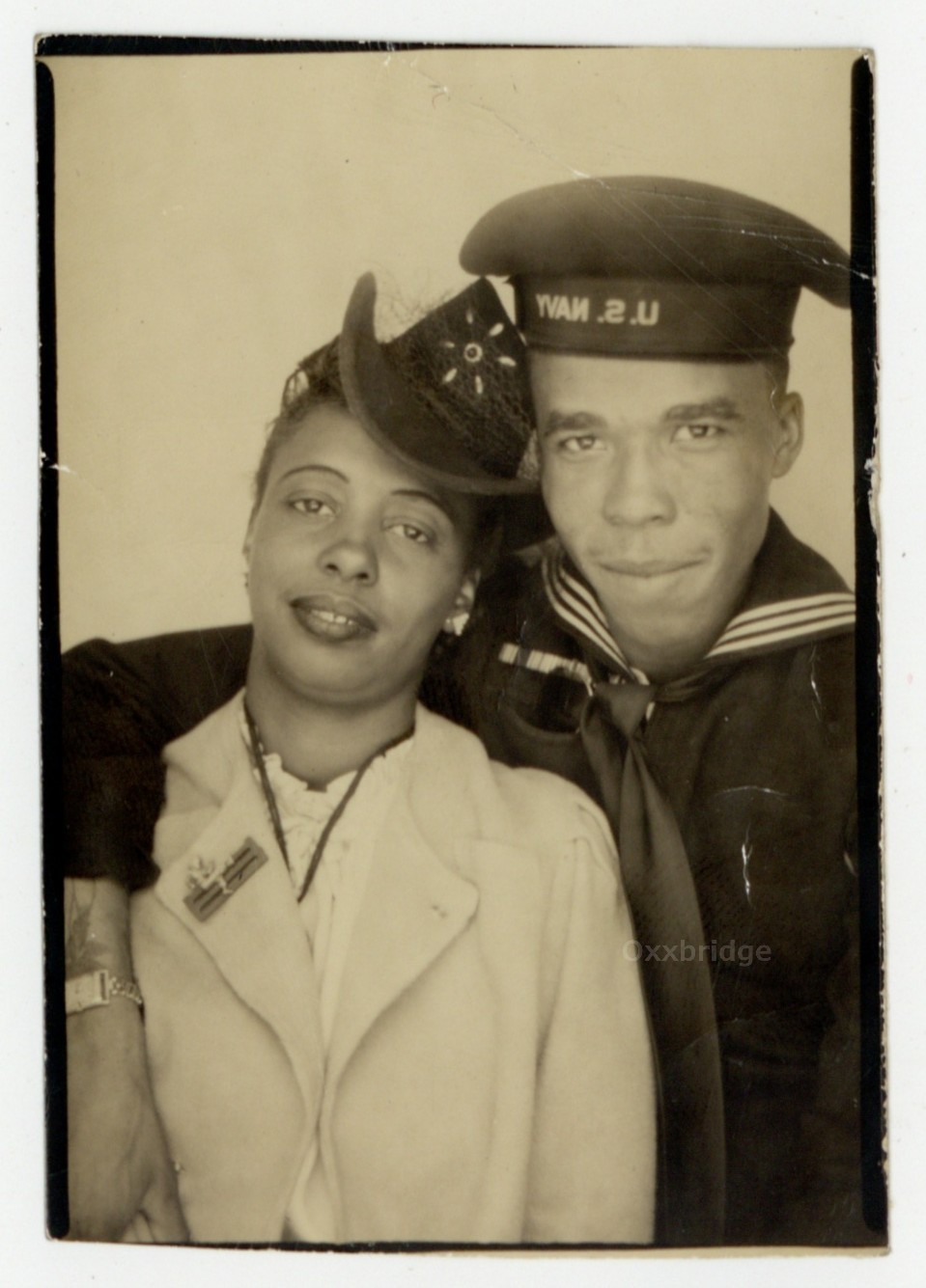 Romantic African American Couple 1940 Black Sailor Arcade Tattoo Photo Q10335
