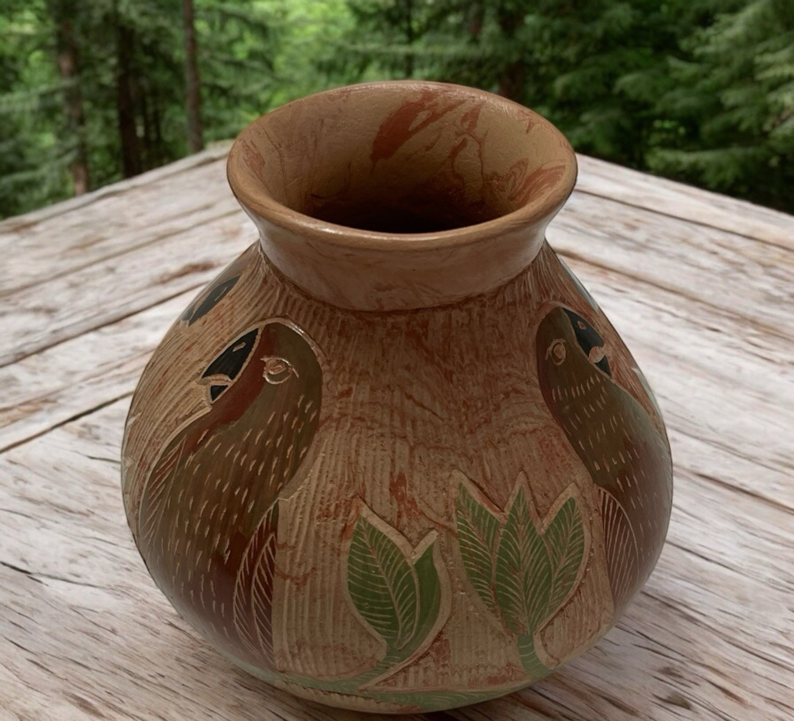 Mata Ortiz Pottery McCaw Parrot Estefania Reyes Martinez Mixed Clay Vase Mexico Mata Ortiz Pottery McCaw Parrot Estefania Reyes Martinez Mixed Clay Vase Mexico