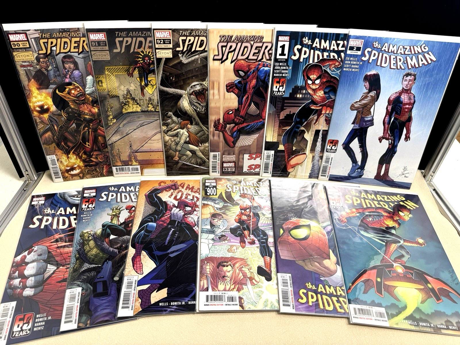 The AMAZING SPIDER-MAN #90-93 and #1-8 (LGY 891-902) 12 Nice Books / Bags Boards