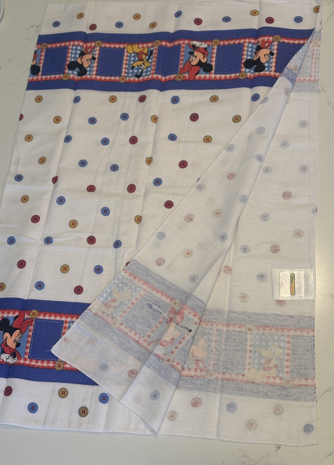 Vintage Disney Baby Mickey Mouse Minnie Recieving Swaddle Flannel Blanket Throw