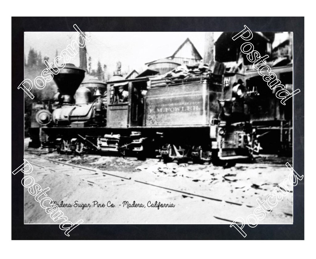 Historic Madera Sugar Pine Co. - Madera, California Train Postcard