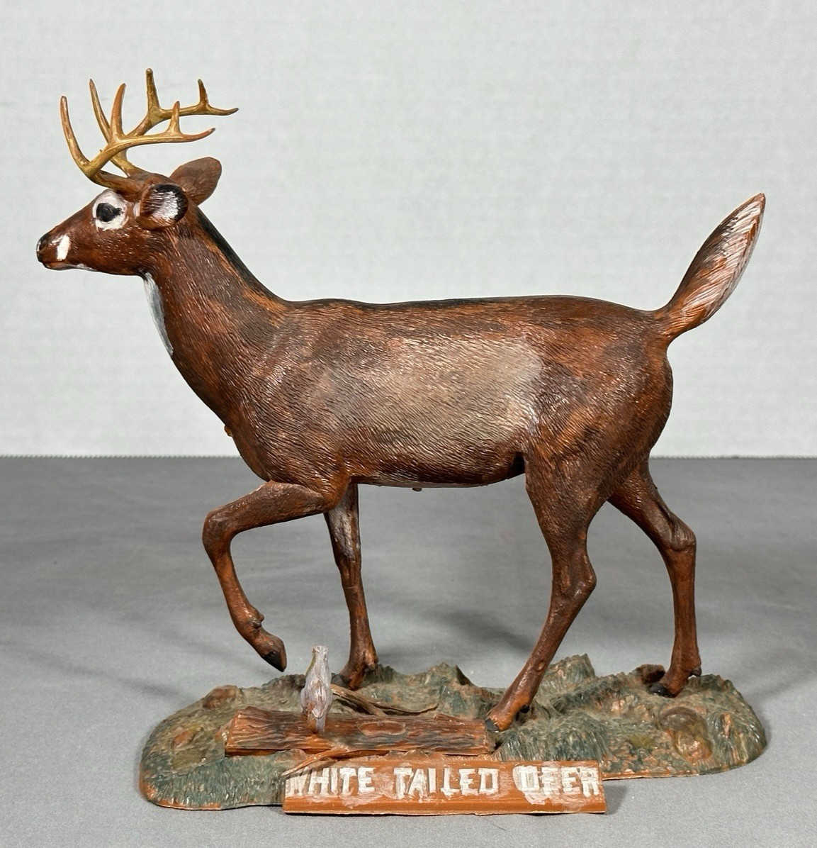 1961 Aurora Plastics White Tailed Deer Figurine Vintage Wildlife Built Model Kit