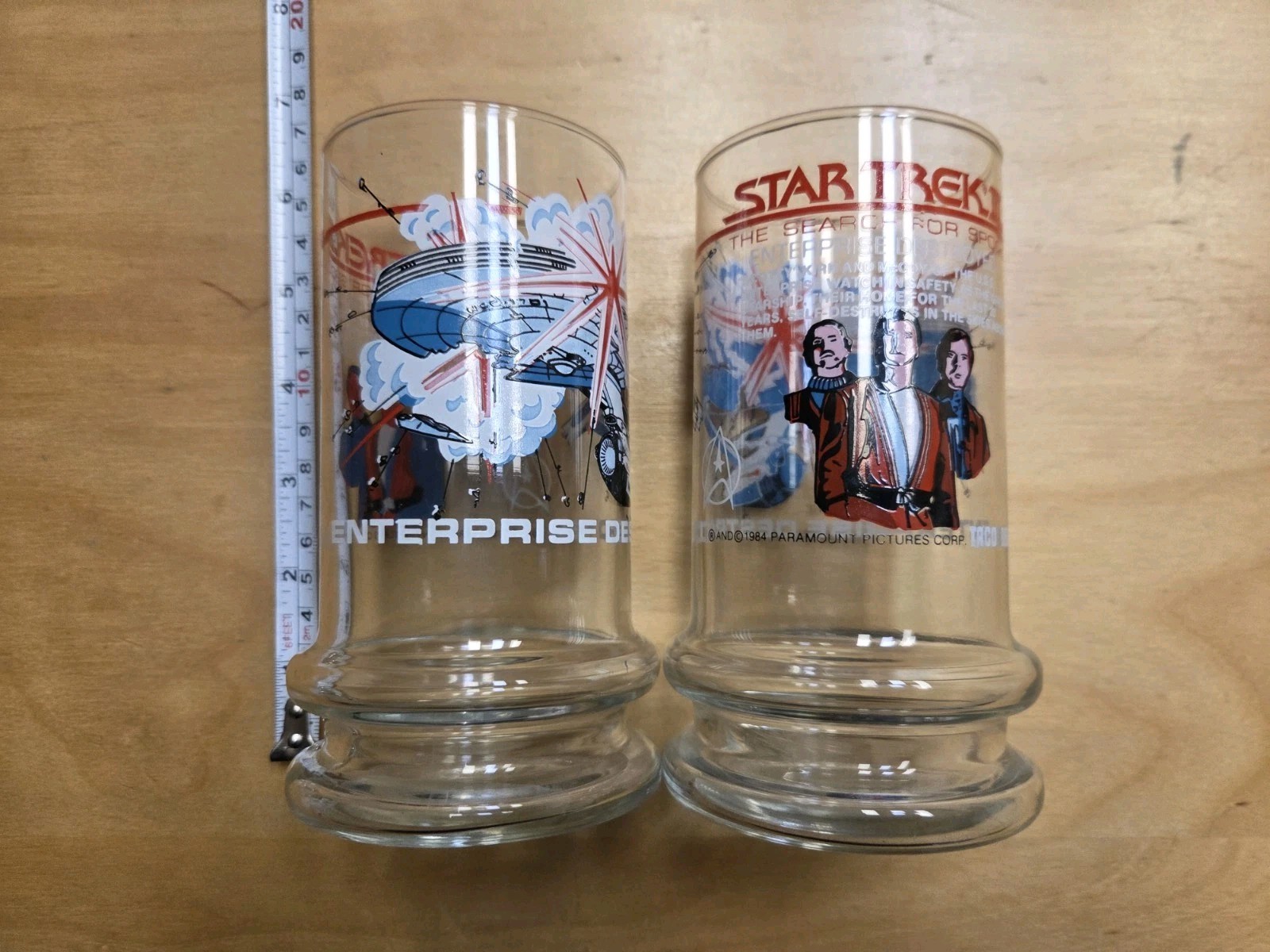 Vintage 1984 Star Trek III Search for Spock Taco Bell Glasses Set of 2 FreeSH