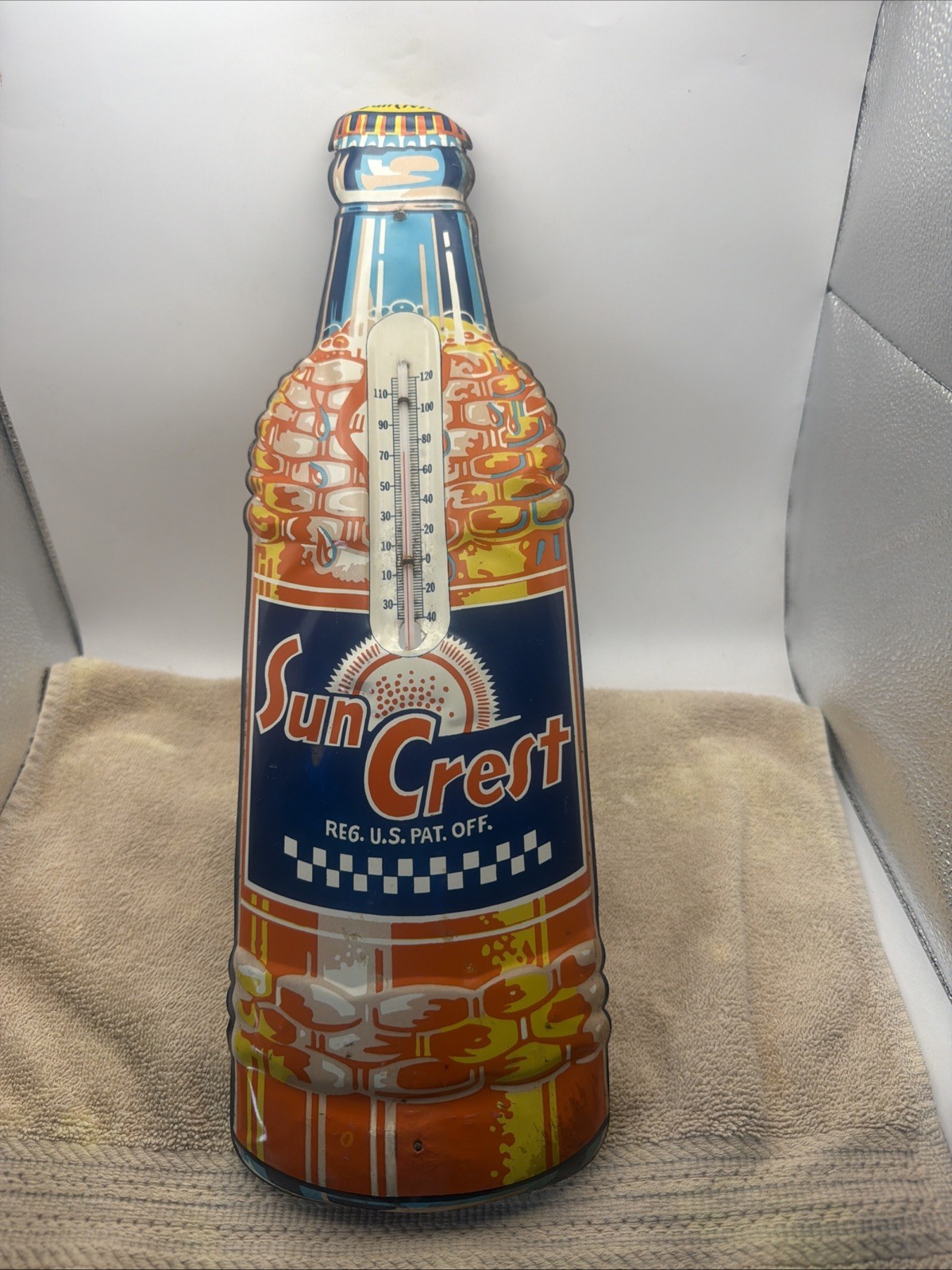 Nice Original Sun Crest Soda Thermometer Advertising Sign