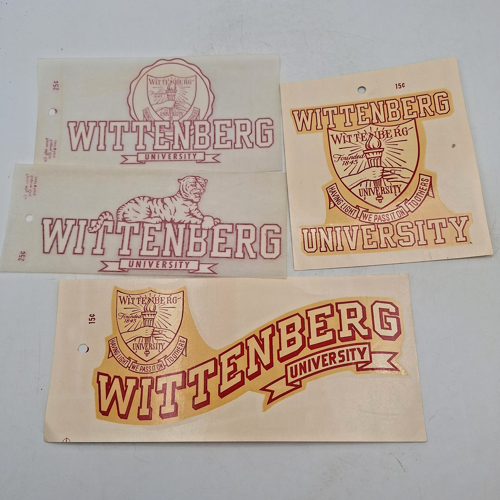 Lot of Vintage Wittenberg University Unused Decals from 1971 Lot of Vintage Wittenberg University Unused Decals from 1971