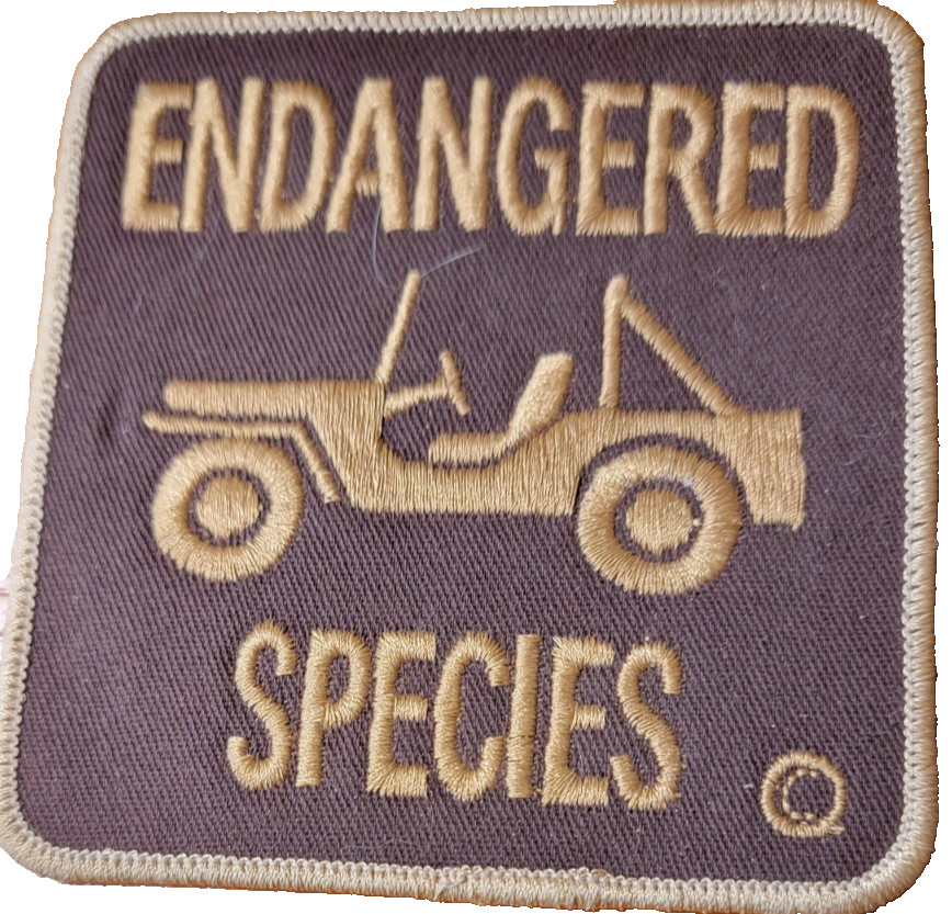 Vintage Willys Jeep Endangered Species  Embroidered Patch Badge Gol Border