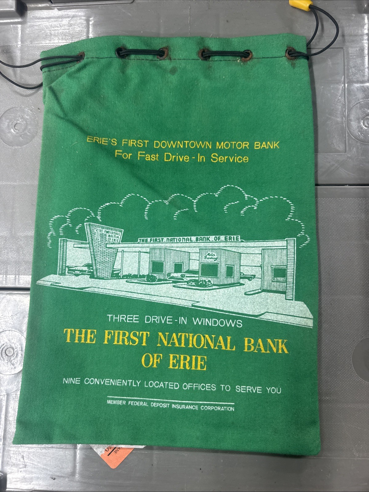 Vintage First National Bank Of Erie PA Deposit Bag Coin Money 1970s Lite Green Vintage First National Bank Of Erie PA Deposit Bag Coin Money 1970s Lite Green