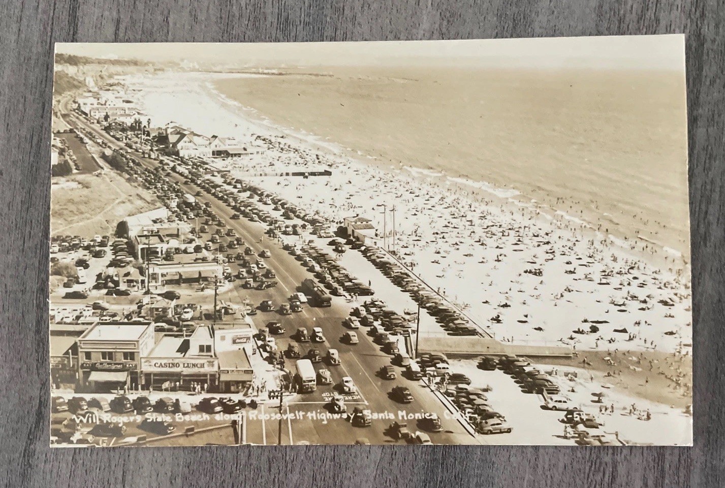 C1930’s RPPC Santa Monica CA Roosevelt Hwy Beach , Will Rogers State Beach ￼￼