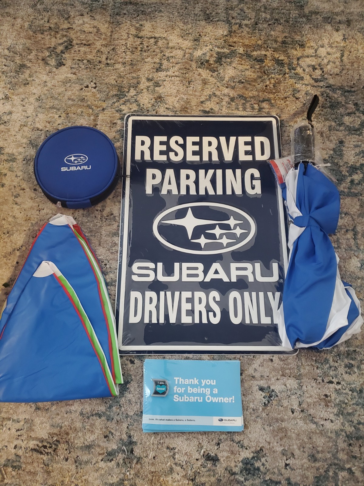 Genuine Subaru Owner Gift Bundle Lot – Reserved Parking Sign & Accessories