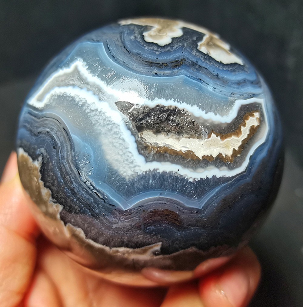 TOP 497G Natural Polished Colorful Banded Agate Geode Ball Healing WD2089