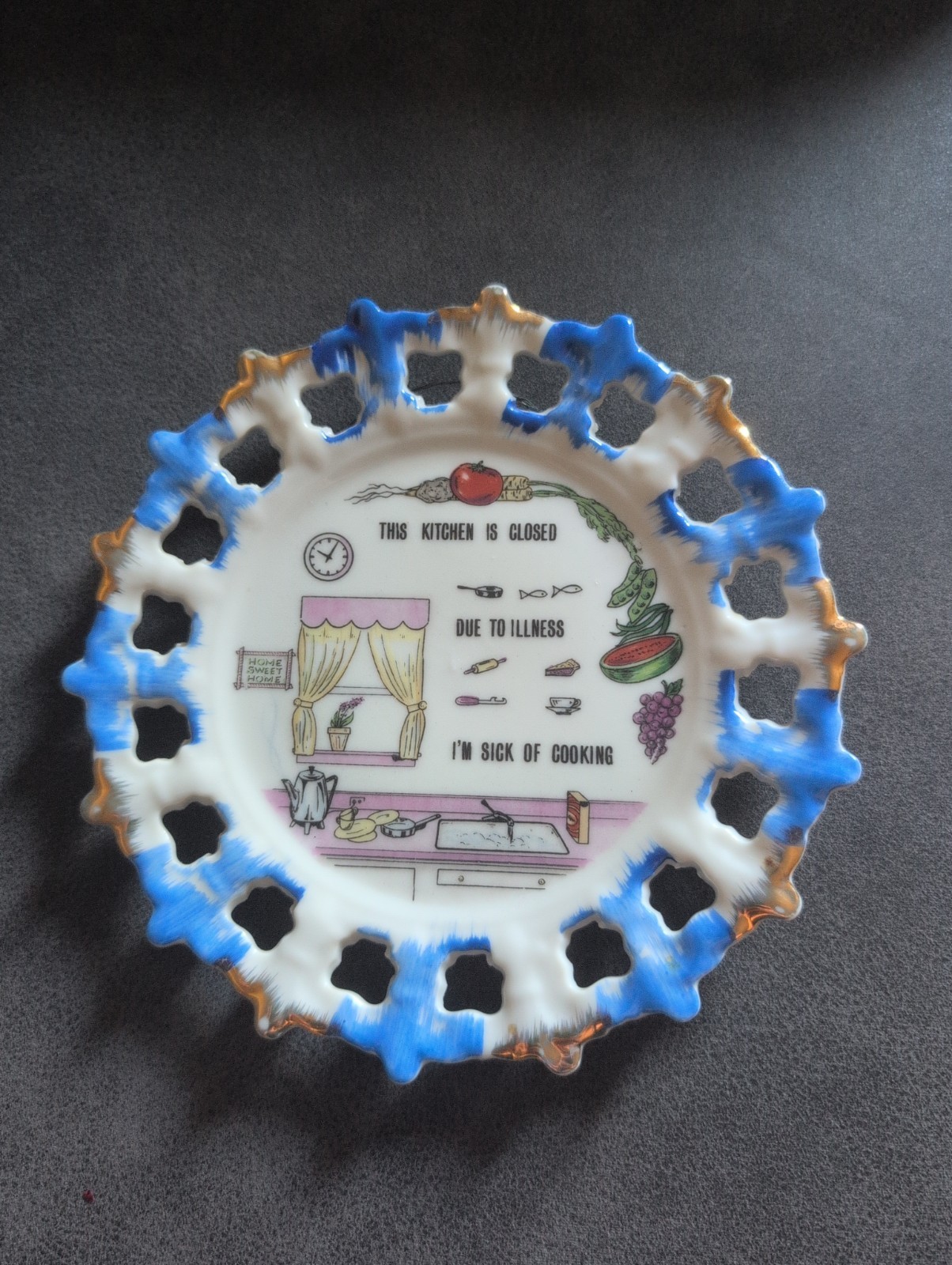 Collectors Plate Vtg This Kitchen is Closed Due to Illness I\'m Sick of Cooking