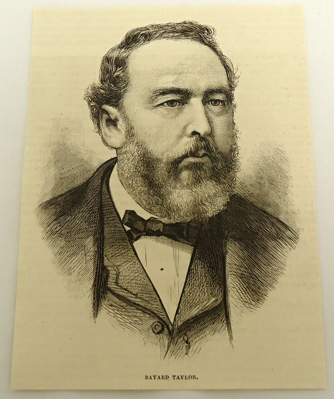 1879 magazine engraving ~ PORTRAIT OF BAYARD TAYLOR ~ American poet 1879 magazine engraving ~ PORTRAIT OF BAYARD TAYLOR ~ American poet