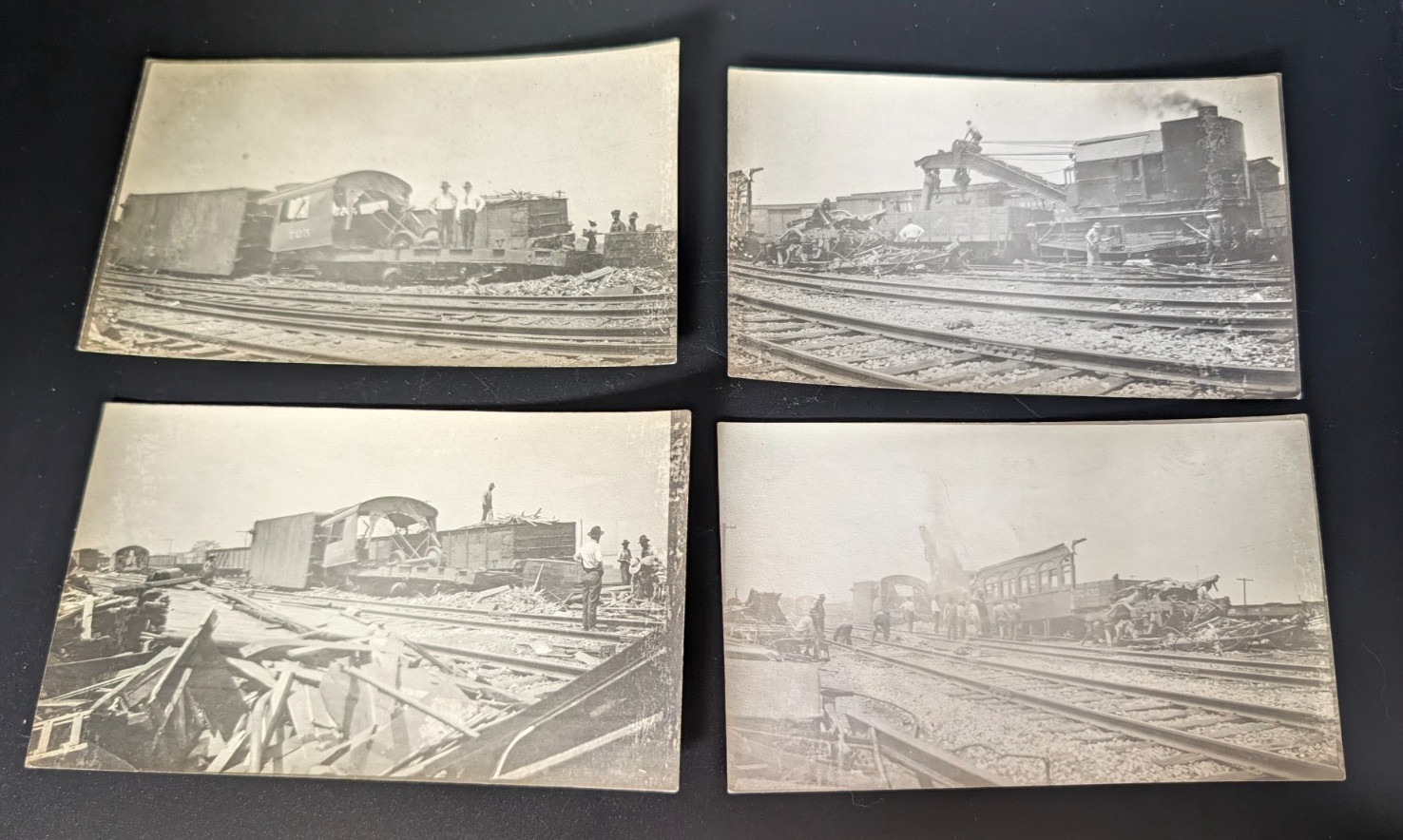 Antique Railroad Train Wreck Photos Derailment Cleanup Crane No 725 1920s Lot 4