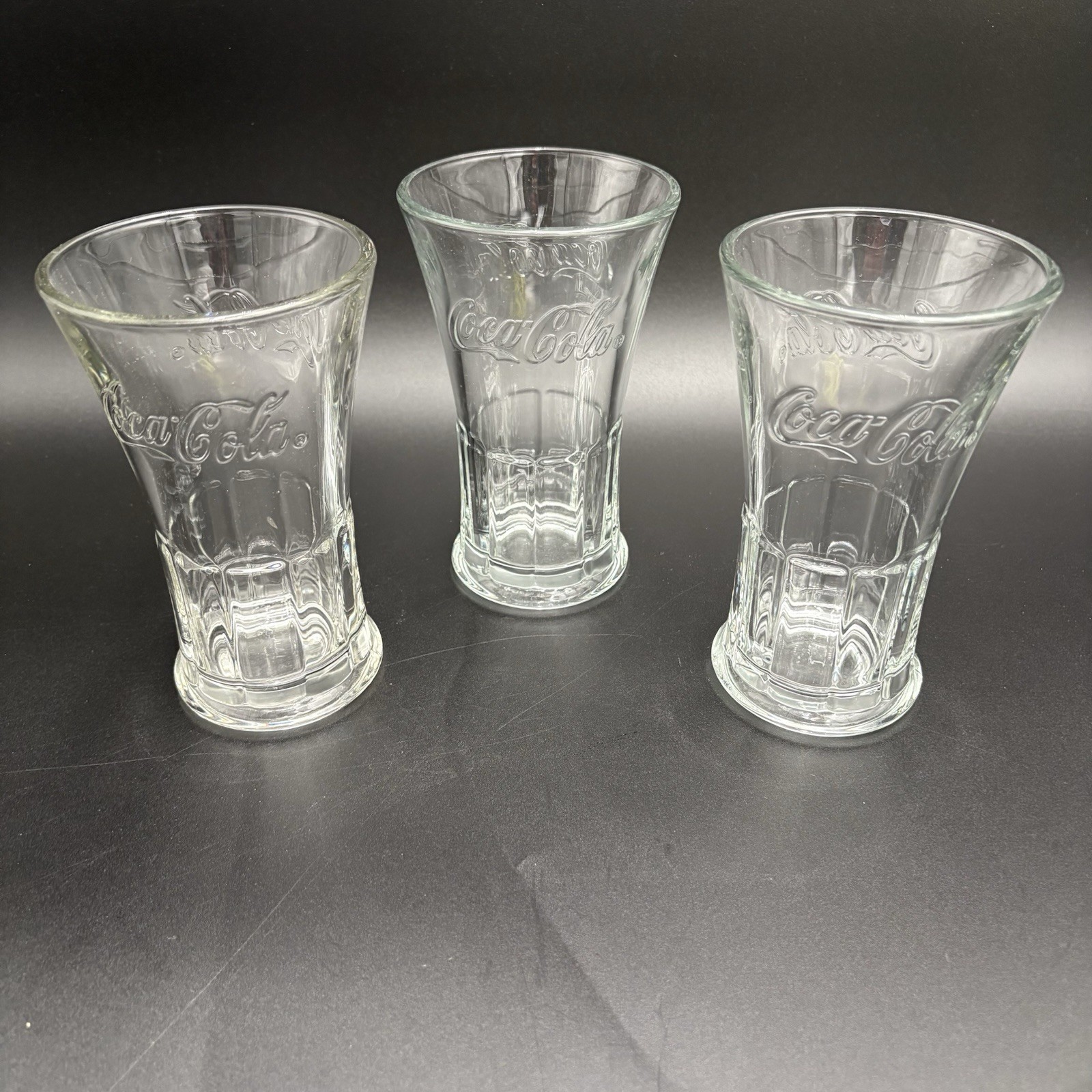 Vtg Clear Heavy Libbey Coca-Cola Coke Drinking Glass With Flared Rim Set Of 3