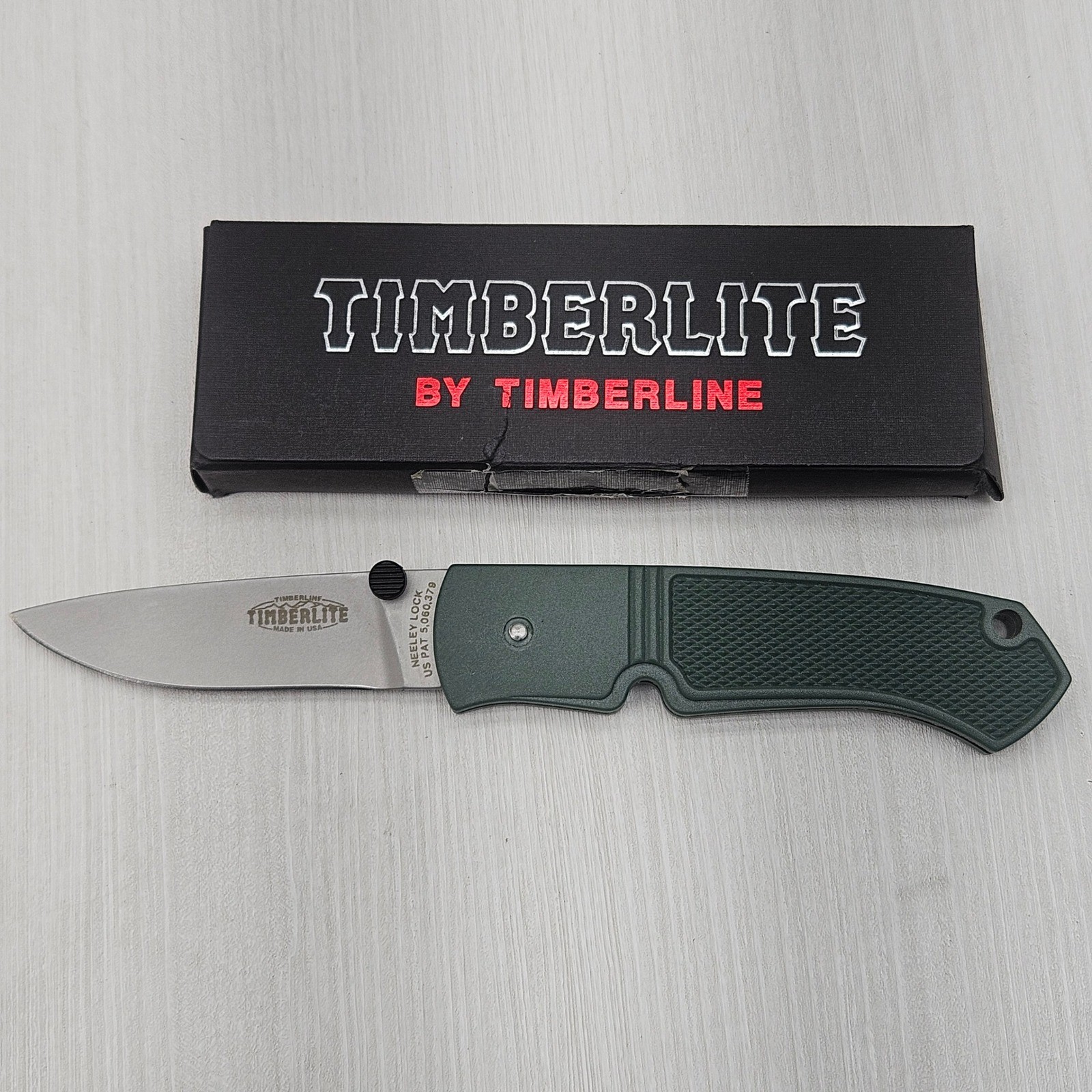 Timberlite by Timberline Folding Knife Neeley Lock Green Zytel Made in USA Nos
